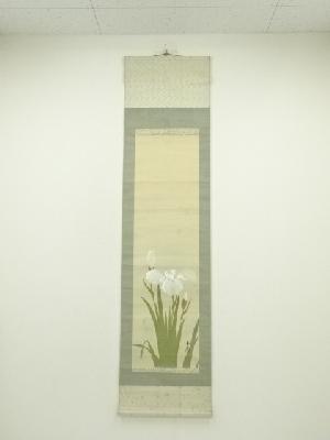 作家物　白菖蒲　肉筆絹本掛軸